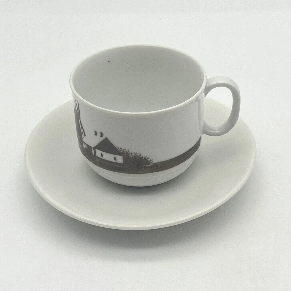 Seltmann Weiden Bavaria Demitasse Tea Cup‎ and Saucer Set Skegrie Mill Windmill